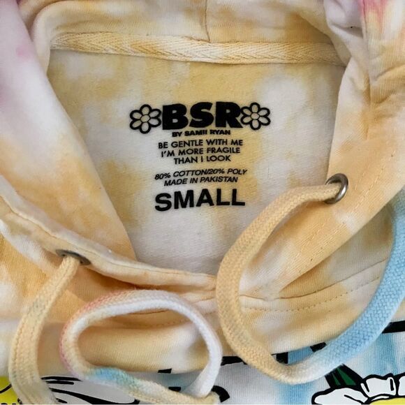 By Sami Ryan Pink Blue Yellow Tie Dye Graphic Print Hoodie Sweatshirt SZ S NWOT - Picture 4 of 8